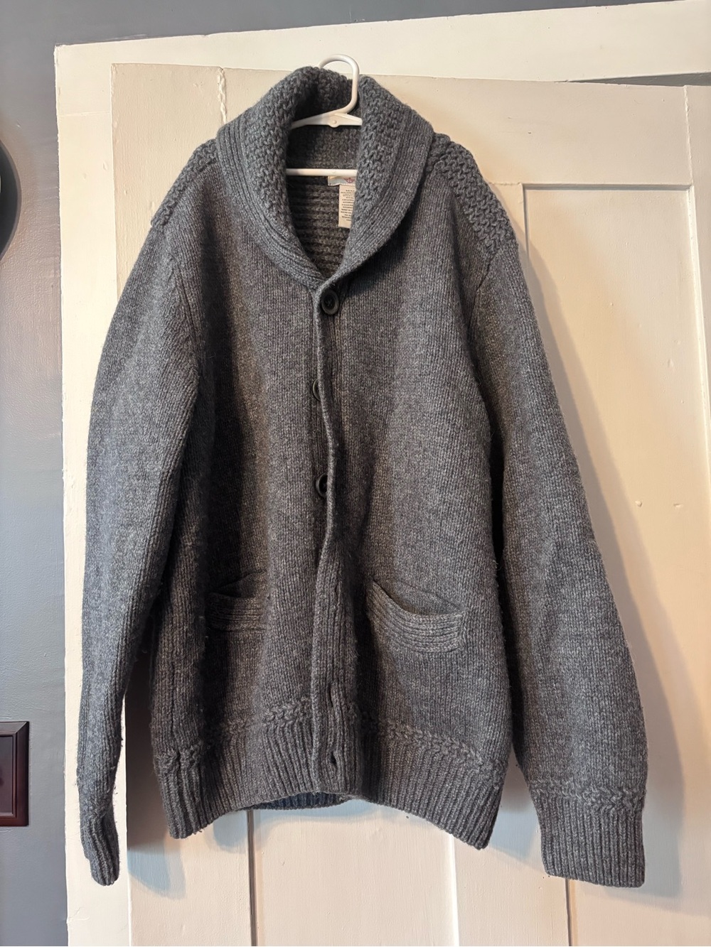 Dockers Men's Charcoal Shawl Collar Button Cardigan